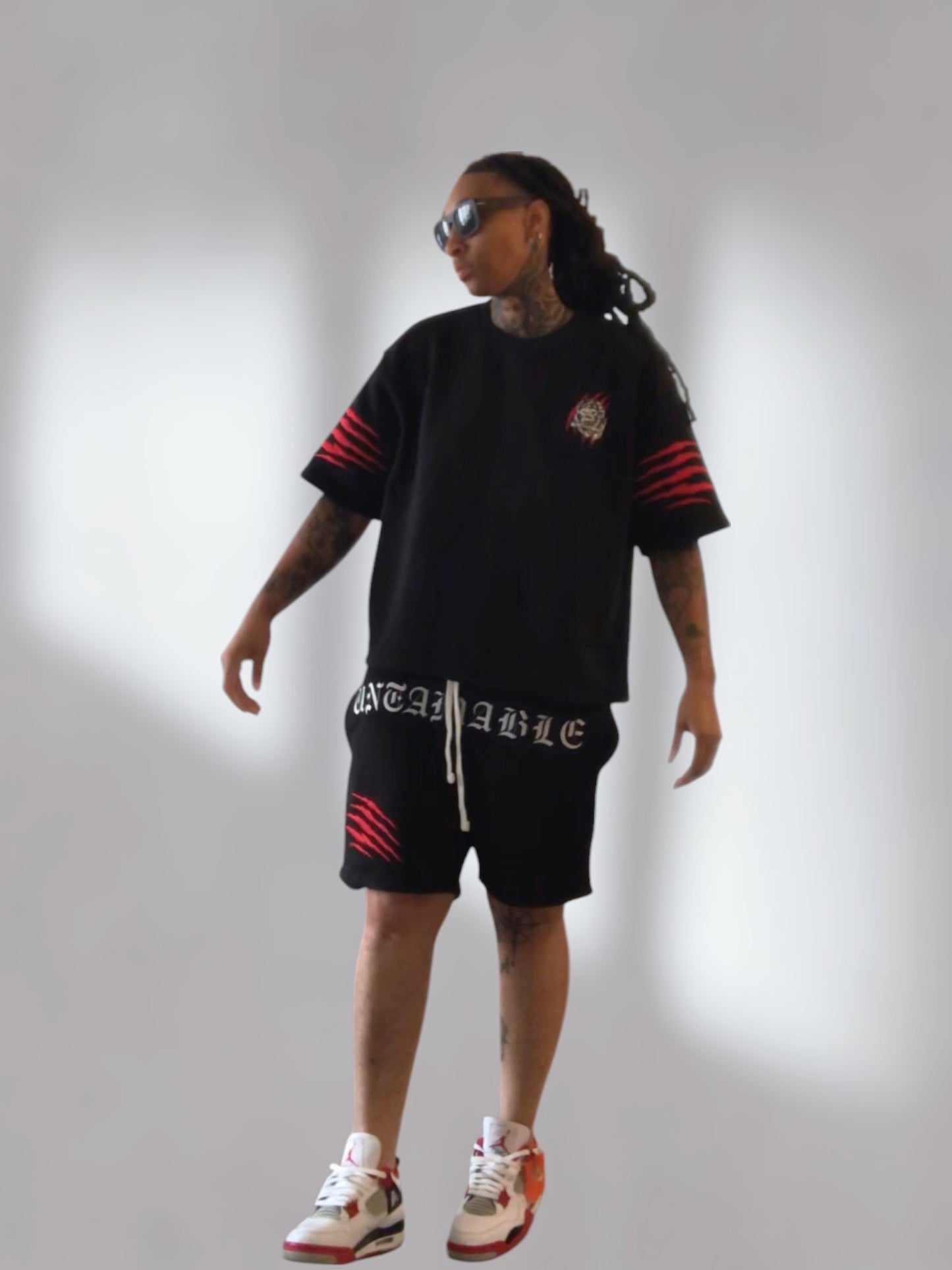 Black Boxy oversized crop set